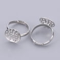 thumbnail image 2 of Brass Sieve Ring Bases Adjustable Lead Free Cadmium Free and Nickel Free Platinum color Ring: 17mm inner diameter 3mm wide Round Tray 14mm in diameter, 2 of 2