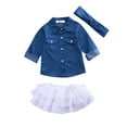 thumbnail image 3 of One opening Summer Newborn Kids Baby Girl Denim Tops T-Shirt +Lace Tutu Skirt Outfits 3PCS Clothes Set, 3 of 7