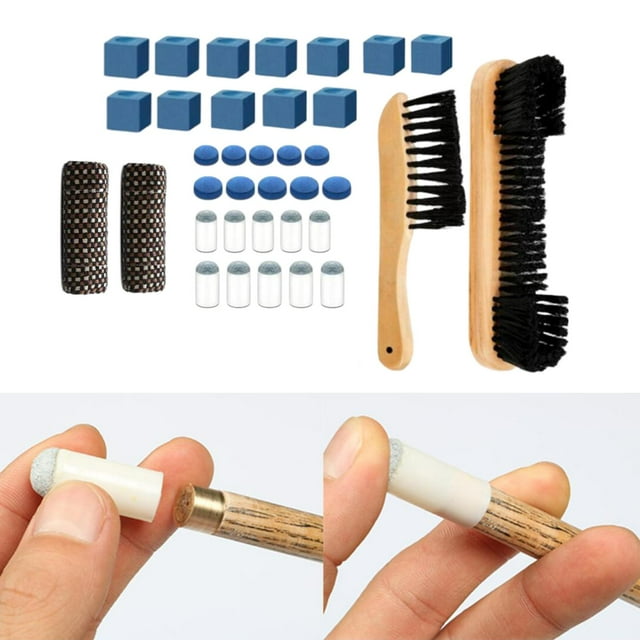 Herramientas de limpieza de cepillo de mesa de billar 10 puntas de taco azul (5 uds 12mm 5 uds 13mm) Madera Cola Cepillo para rieles de billar