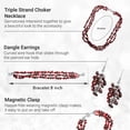 thumbnail image 5 of Handmade Burgundy Red Beaded Costume Jewelry Set for Women Seed Bead Necklace Bracelet Earrings Size 8" & 20" Birthday Christmas Gifts for Women, 5 of 6