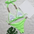 thumbnail image 5 of Swimsuit For Women Swimming Beach Swimwear Bikini Set Bandeau Bandage Sexy Diamond Suit Swimwears Tankinis Set Bathing Suit For Women Green S, 5 of 7