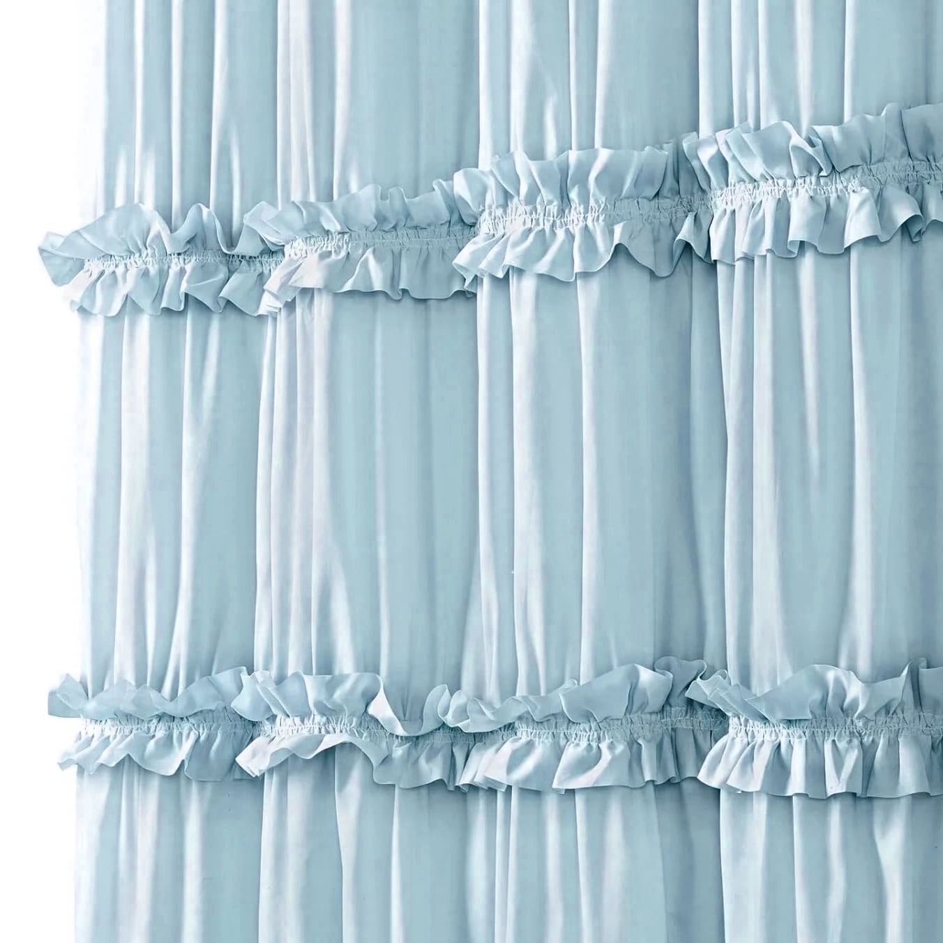 Psoiuetr Ruffle Vintage Shower Curtain Boho Farmhouse Shower Curtain for Bathroom Blue 72" L x 72" W