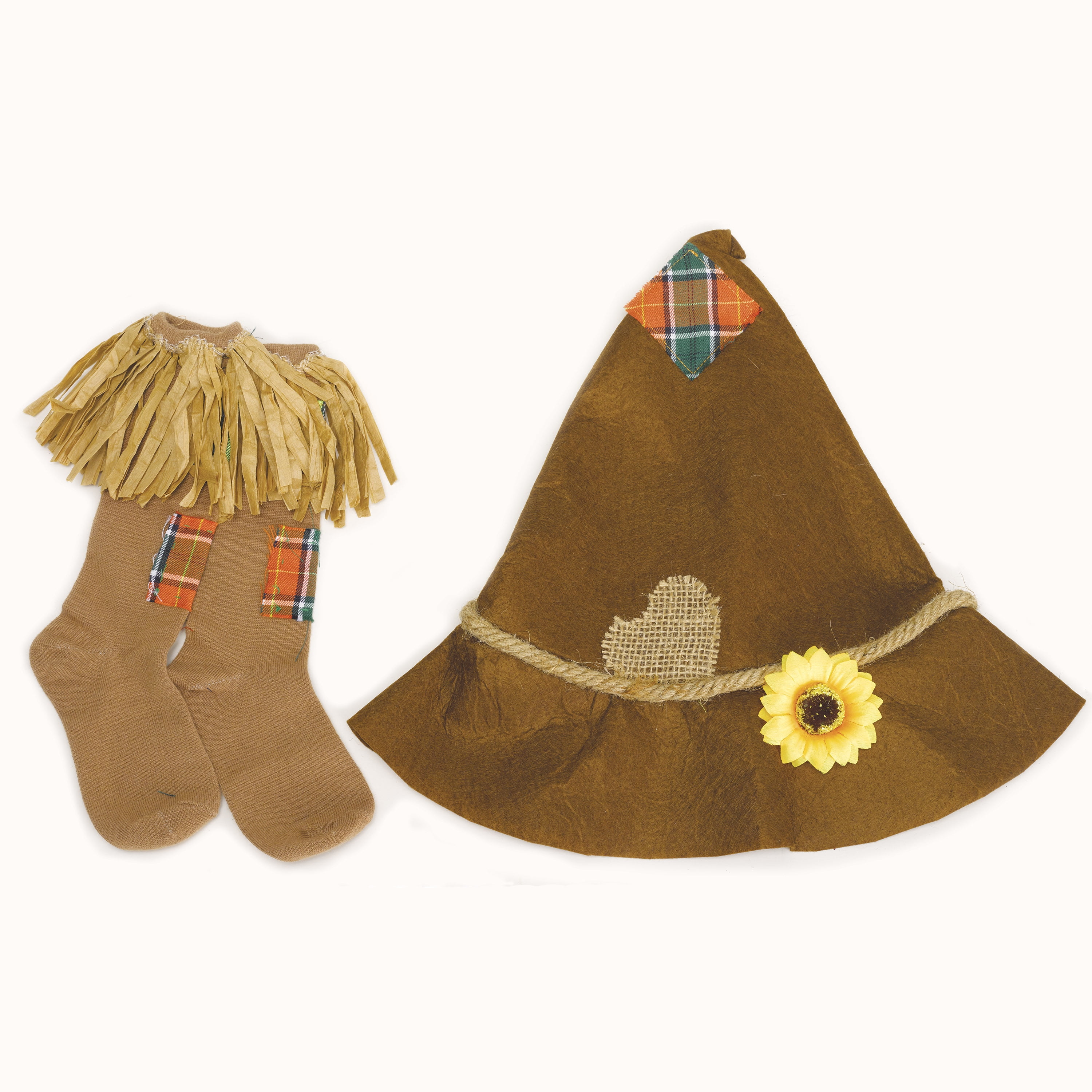 Fun World Scarecrow Multi-Color Halloween Costume Set, Big Girls Female Child