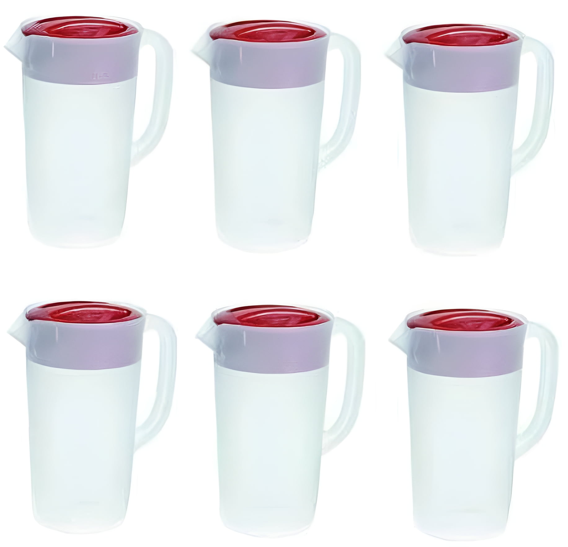 Rubbermaid 2.25 Qt Plastic Pitcher with Lid, Clear with Red Cover