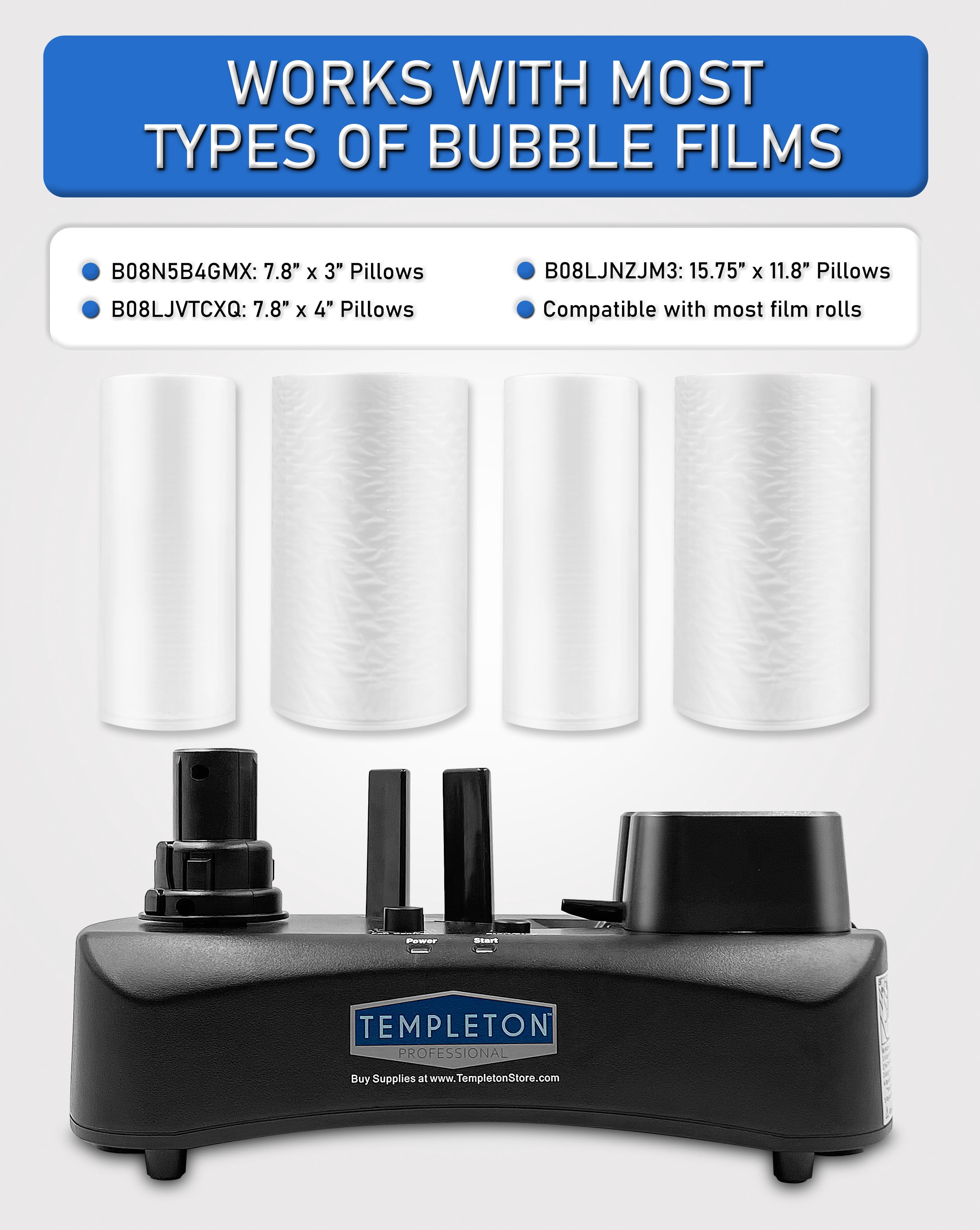 Templeton TM733 Air Bubble Pillow Packaging Machine, Cushion Film Roll, Fast Warm Up