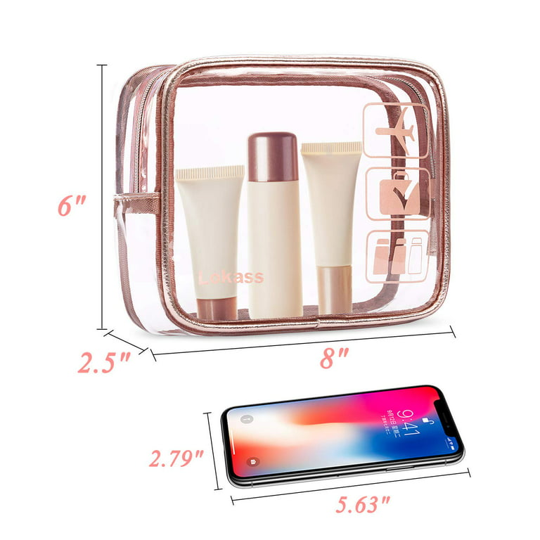 HIONXMGA TSA Approved Toiletry Bag,Set of 3 Clear Travel Toiletry Bags  Quart Size Zipper Travel Pouch,Waterproof Travel Makeup Cosmetic Bag for  Women