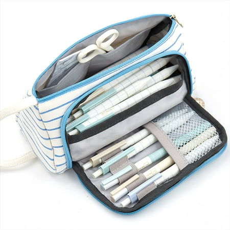 Big Capacity Canvas Storage Pouch Pen Pencil Case Stationery Bag Holder for School Office