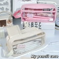 thumbnail image 4 of 1X Trousse à Crayons Transparente Grande Capacité Style INS Étui Scolaire Porte-Stylo Imperméable Portable Trousse de Rangement à Crayons SB, 4 of 6