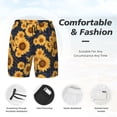 thumbnail image 3 of Rateoe Navy Blue Plaid Sunflower Pattern Men’s Swim Shorts with Compression Liner – Double-Layered Quick-Dry Swimwear, Comfortable & Stretchy Beach Shorts-Medium, 3 of 6