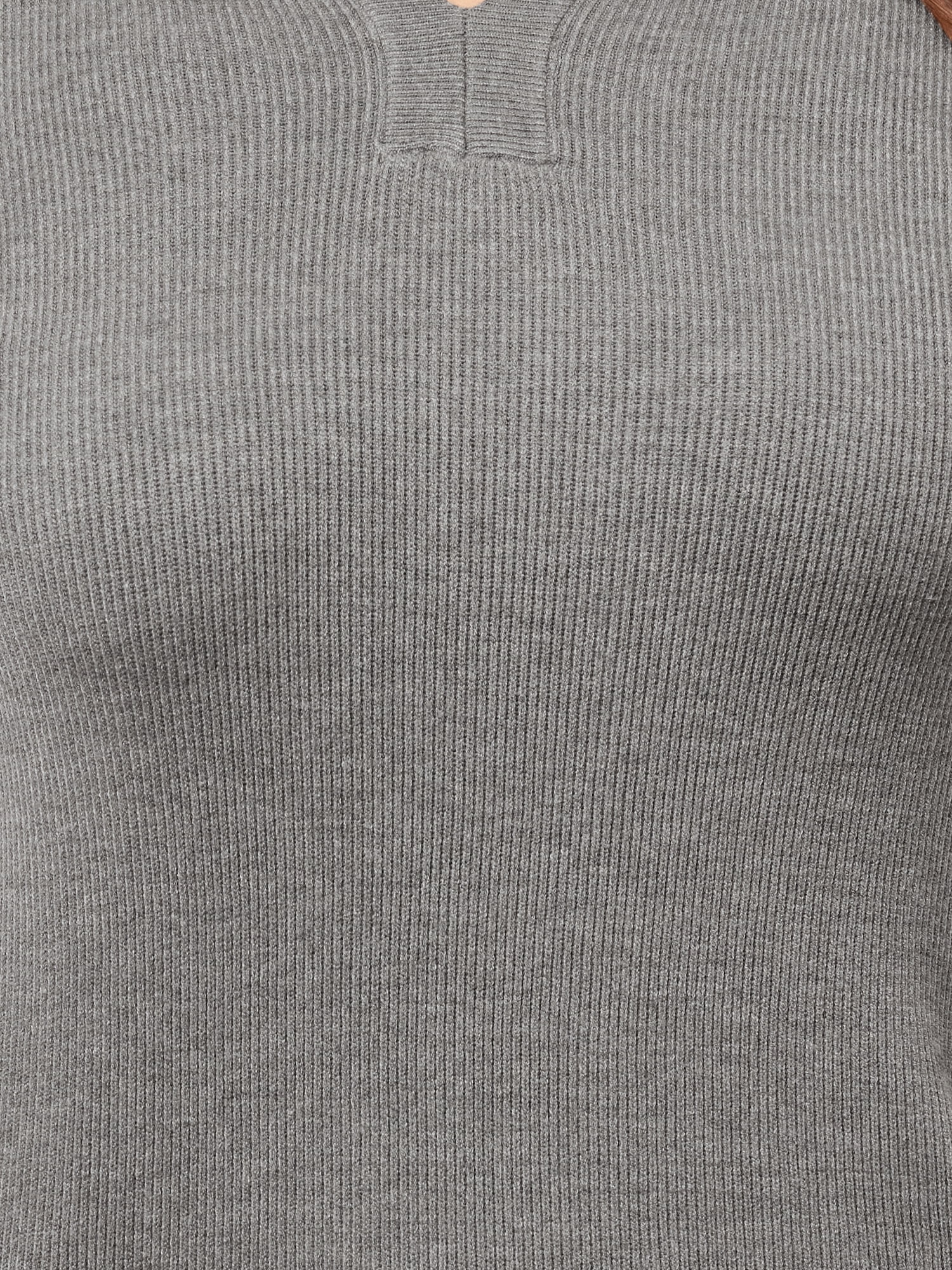 DARING DIVA Plus Size Women Fall Sweater V Neck Knit Pullover Dress 4X Grey