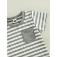 thumbnail image 6 of Musuos Baby Boys Short Set, 6 12 18 24M 3T Short Sleeve Stripes T-shirt with Elastic Waist Shorts Summer Outfit, 6 of 8