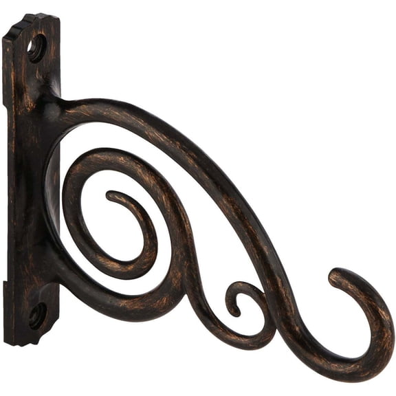 Panacea Hanging Plant Bracket Brushed Bronze - Cast Aluminum, Scroll Design - 6 In