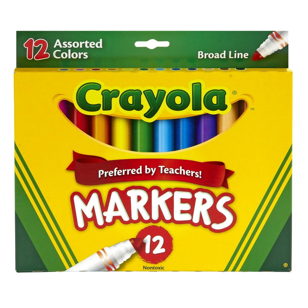 Crayola Broad Line Markers, Assorted Colors 12 Count Per Box, Set Of 6