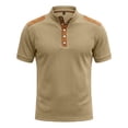thumbnail image 4 of IWRICH Men's Waffle Knitted Polo Shirts Lightweight Work Business Formal T-Shirt Button up Casual Tops Khaki S, 4 of 4