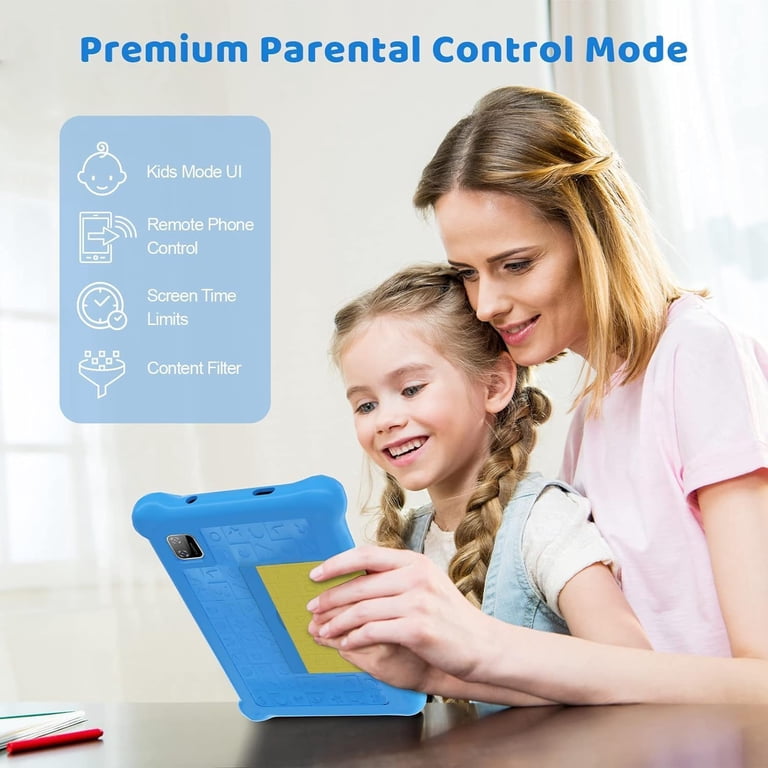 Tablette Enfants 7″ Android 13 – 8 Go RAM (3+5), 64 Go ROM + 128 Go TF, Contrôle Parental, Étui Kid-Proof, WiFi & Apps Éducatives (Bleu)