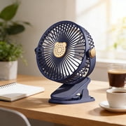 TechToyHub Mini Charging Small Fan, Wall Mounted Desktop Silent USB Fan, 3 Speed with Light, 400mAh, 8.1x5.1x2.8in