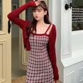 thumbnail image 3 of Women‘s Open Front Cropped Cardigan Casual V Neck Button Knit Sweater, 3 of 3