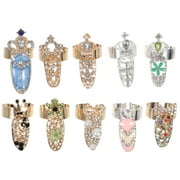 LONGYTONG 10pcs Finger Joint Ring Rhinestone Knuckle Ring Fashion Nail Rings for Women
