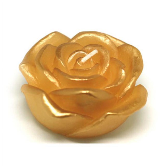 Zest Candle CFZ-101 3 in. Metallic Gold Rose Floating Candles -12pc-Box