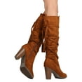 thumbnail image 3 of Breckelles GB02 Women Faux Suede Knee High Wraparound Tassel Chunky Heel Boot, 3 of 3