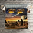 thumbnail image 2 of Ambesonne Alien Quilted Coverlet 3 Pcs, Planet Sci Fi Fantasy Art, Queen Size, Multicolor, 2 of 2