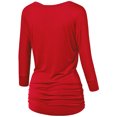 thumbnail image 2 of Made by Johnny Women's Boat Neck 3/4 Sleeve Draped Dolman Top with Side Shirring Premium Shirt XXXXL RED, 2 of 6