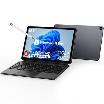 2-in-1 Windows 11 Pro Tablet/Laptop 12GB RAM 256GB SSD,10.1" Tablet with Keyboard,Intel Core i3 Processor (up to 3.4 GHz), HD Touchscreen, Type-C,Micro HDMI,Dual Webcam