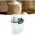thumbnail image 3 of HUGFEGWE Rice Storage Container, Plastic Rice Dispenser Bin with Measuring Cup, Airtight Grain Dispenser with Claer Scale, Clear Kitchen Food Dispenser for Rice, Beans, Grains, Small Dry U2536-11883, 3 of 9