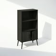 thumbnail image 2 of Furinno Mid-Century Open Display Shelves & Storage Cabinet with Wooden Legs, Espresso, 2 of 6