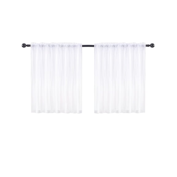 AUQ 2026 New Kitchen Tier Curtains Short Sheer - Light Filtering Voile Cafe Curtains with Rod Pocket,Sheer Curtains for Small Windows,Bathroom,Basement (Set of 2 Panels)