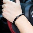 thumbnail image 5 of Pulseras de cuentas negras mate de 8 mm con piedra de ónix y corona de rey., 5 of 5