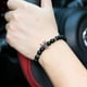 thumbnail image 5 of Pulseras de cuentas negras mate de 8 mm con piedra de ónix y corona de rey., 5 of 5