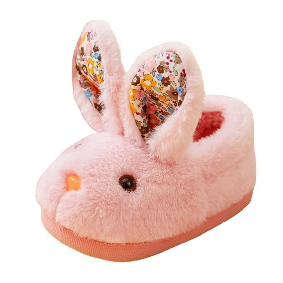 Povozer Pantoufles Lapin pour Tout-Petits Enfants Mignon Animal Dessin Animé Chaussures Duveteuses Filles Garçons (Rose,13)