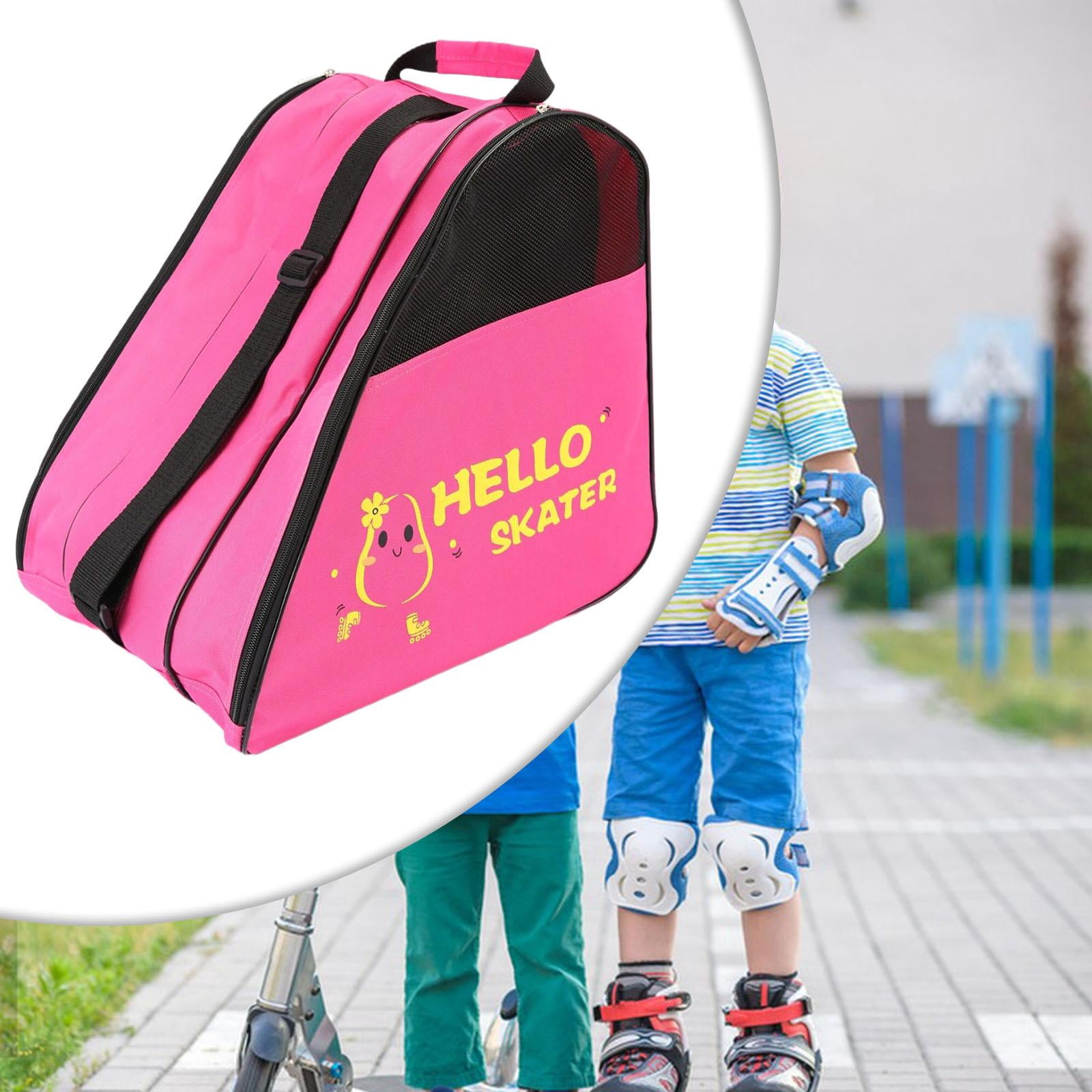 Dualoai Roller Skate Storage Bag, Skating Shoes Bag, Handbag, Breathable Carrying Pouch, Pink