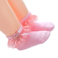 thumbnail image 2 of Infant Baby Girls Ruffle Socks, Sweet Style Eyelet Frilly Lace Princess Dress Ankle Socks with Bow, 2 of 6