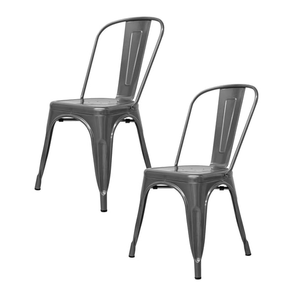 Set De 2 Silla Tolix Metalicas Restaurante Comedor Exterior plateado Big Room KT9908
