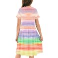 thumbnail image 5 of NAISIBABY Girls Fit Flare Dress, A-Line Tie-Dye Short Sleeve Summer Sweet Midi Dress Multicolor 5-6T, 5 of 7