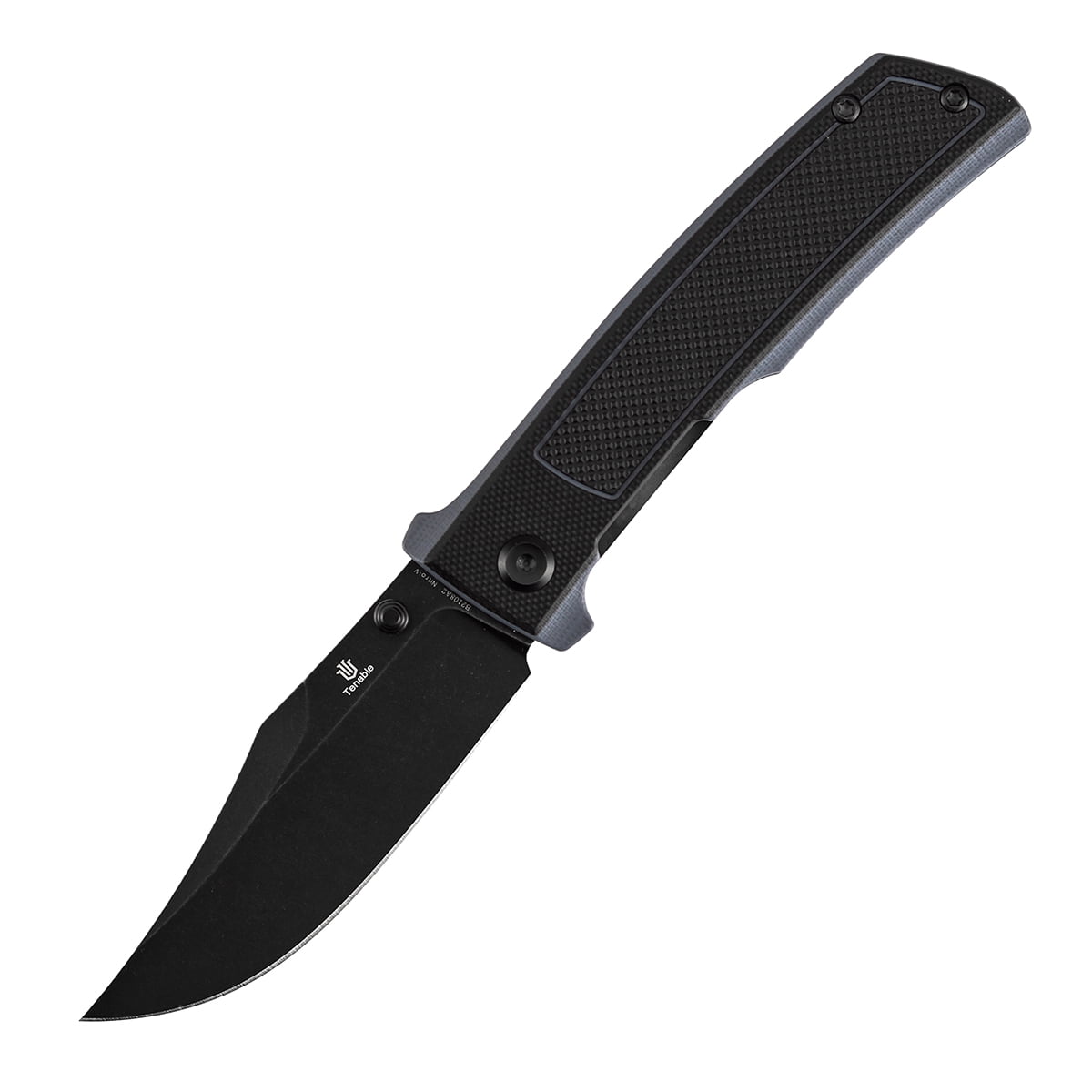 Tenable Bison Folding Knife 3.24'' Blackwash Nitro V Blade G10,with Frag Pattern Handle,B2108A2