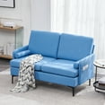 thumbnail image 2 of uhomepro Love Seats, Mid Century Sectional Fabric Sofa, Modern Couch Upholstered Sofas with 2 Pillow, Loveseat Sofa Couch for Small Spaces, Blue, 2 of 14