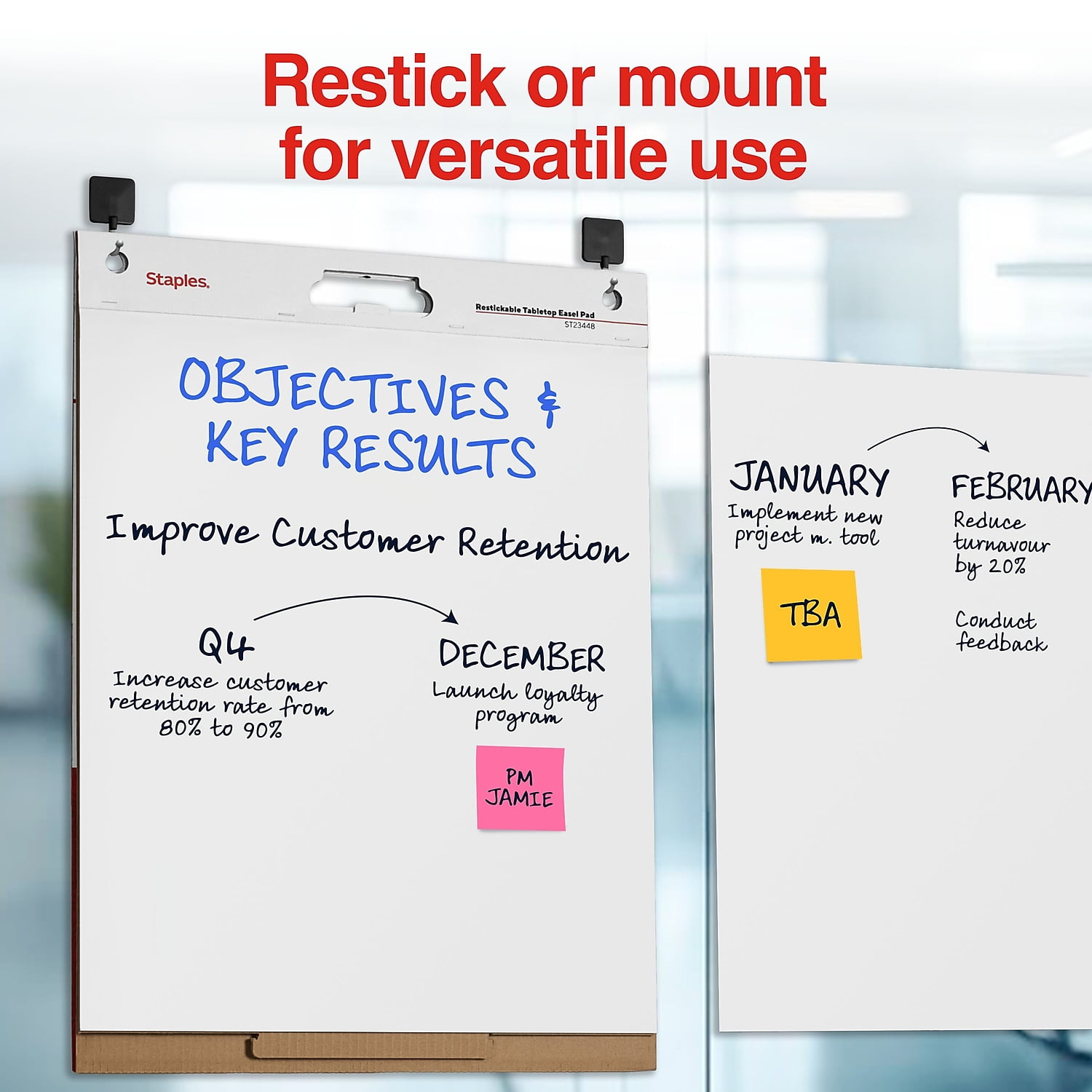 MyOfficeInnovations Stickies Tabletop Easel Pad 20" x 23" White 20 Sheets/Pad (23448) 958102