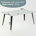 thumbnail image 4 of HomyLin Rectangular Dining Table for 4-6 with Wooden Table Top and Metal Steel Legs, White Marble, 4 of 7