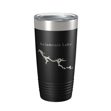 

Salamonie Lake Map Tumbler Travel Mug Insulated Laser Engraved Coffee Cup Indiana 20 oz Black