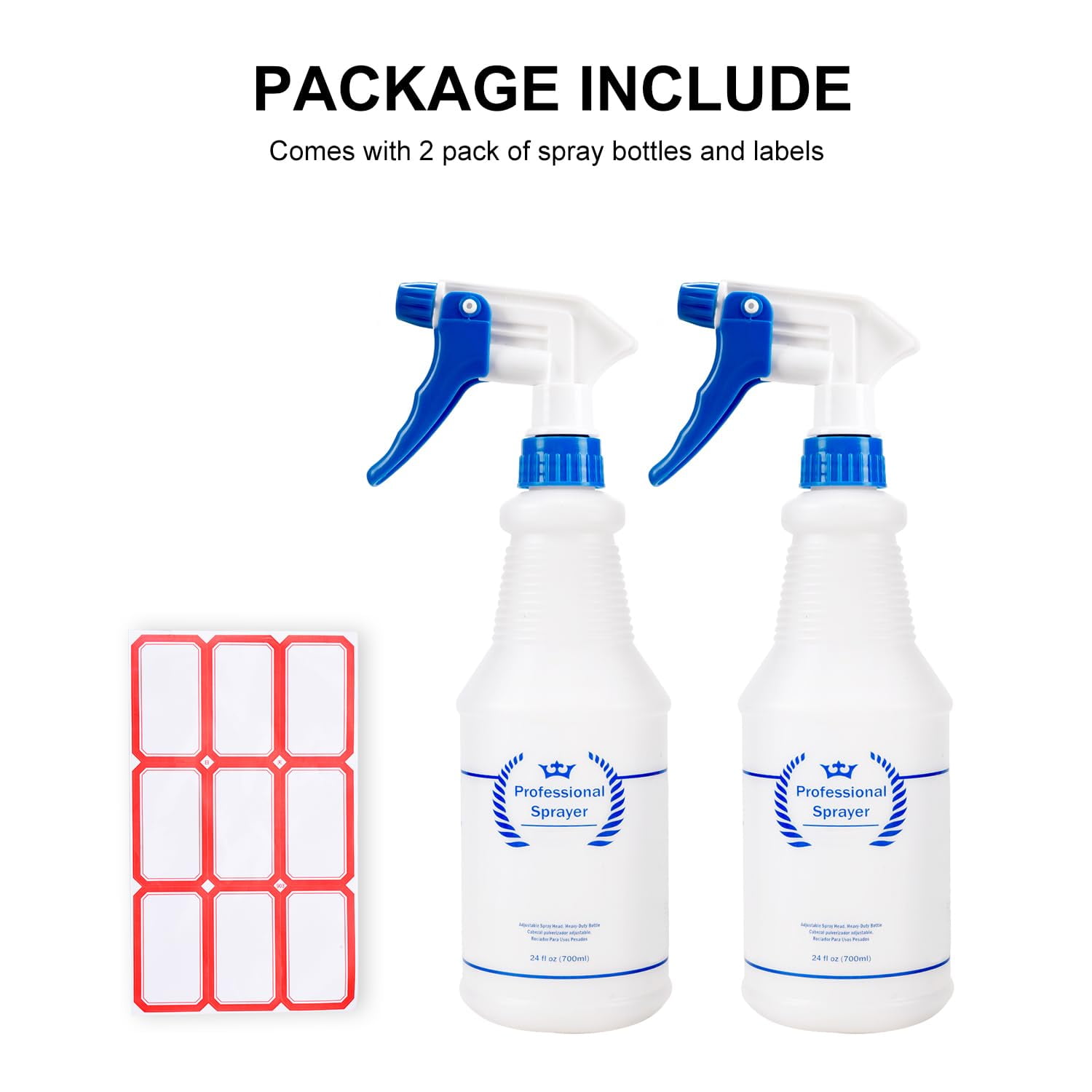 Spray Bottles for Cleaning Solution 16oz, AILFU 2 Pack Clear Fine Mist  Empty Plastic Spraying Bottle Refillable Containers with Durable Sprayer  (20oz)