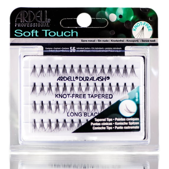 Ardell Knot-Free Tapered Soft Touch Lashes - Long Black 68285 - Pack of 2 with Sleek Comb