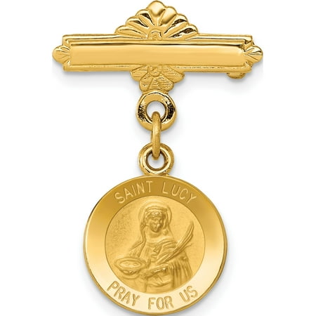 14k Yellow Gold Saint Lucy Medal Pin 25x17mm Pendant Charm Canada - Saint Lucy Gold Pendant 14k Yellow Gold Saint Lucy Medal Pin 25x17mm Pendant Charm Canada - Saint Lucy Gold Pendant