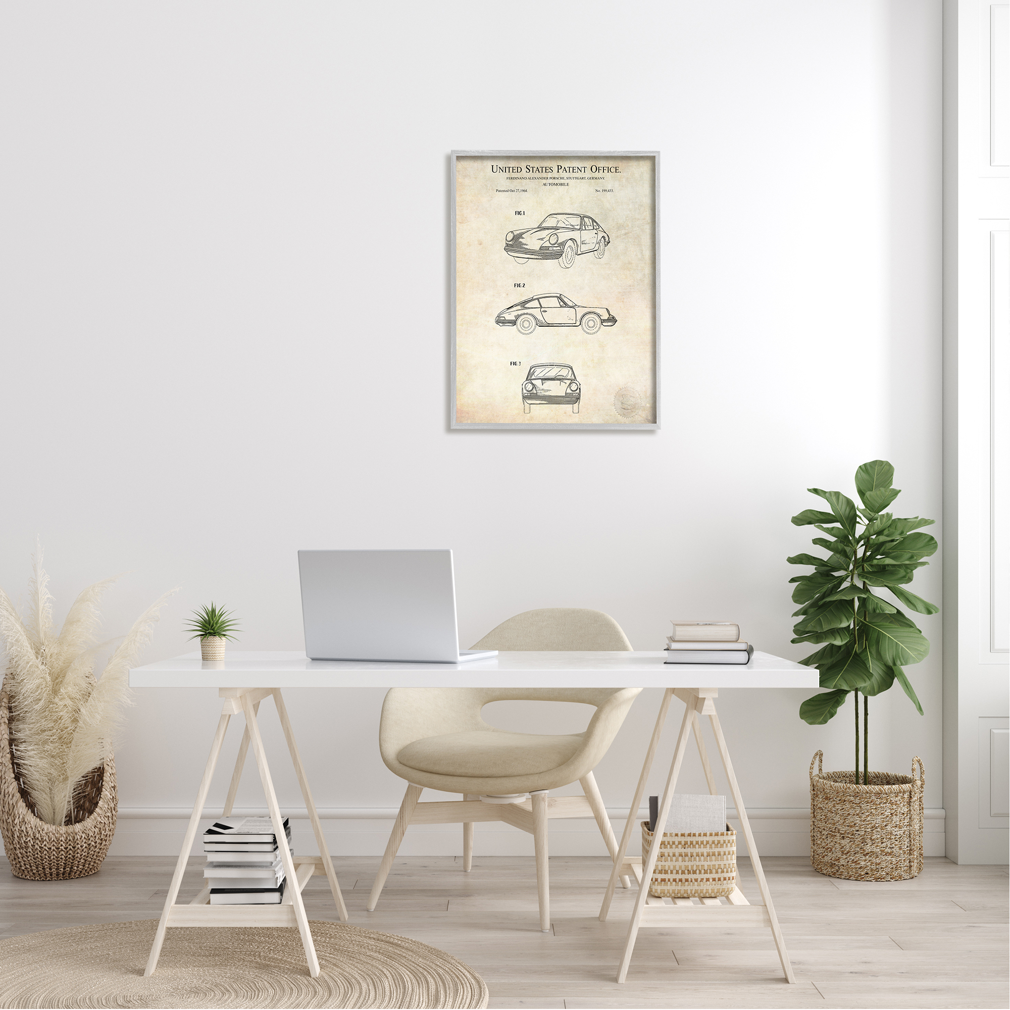 Stupell Industries Automobile Car Detailed Blueprint Diagram Patent Office Text Framed Wall Art, 24 x 30, Design by Karl Hronek
