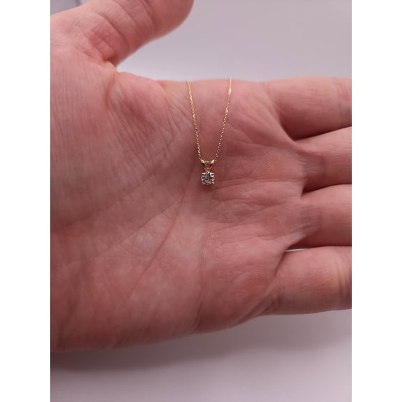 Hitanshu Jewels Round Cut Cubic Zirconia Women's Pendant Necklace 14k Yellow Gold Over 18" Chain