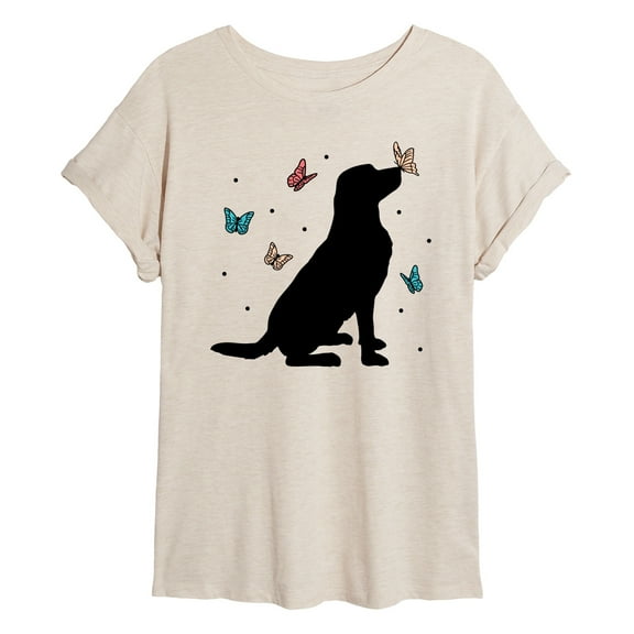 Instant Message - Dog and Butterflies Oversized Graphic T-Shirt