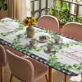 thumbnail image 3 of Spring Eucalyptus Leaves Table Cloths for 8 Foot Rectangle Tables, Farmhouse Botanical Gray Wood Patio Waterproof Elastic Fitted Tablecloths, Washable Rectangular Table Cover for Camping, 3 of 8