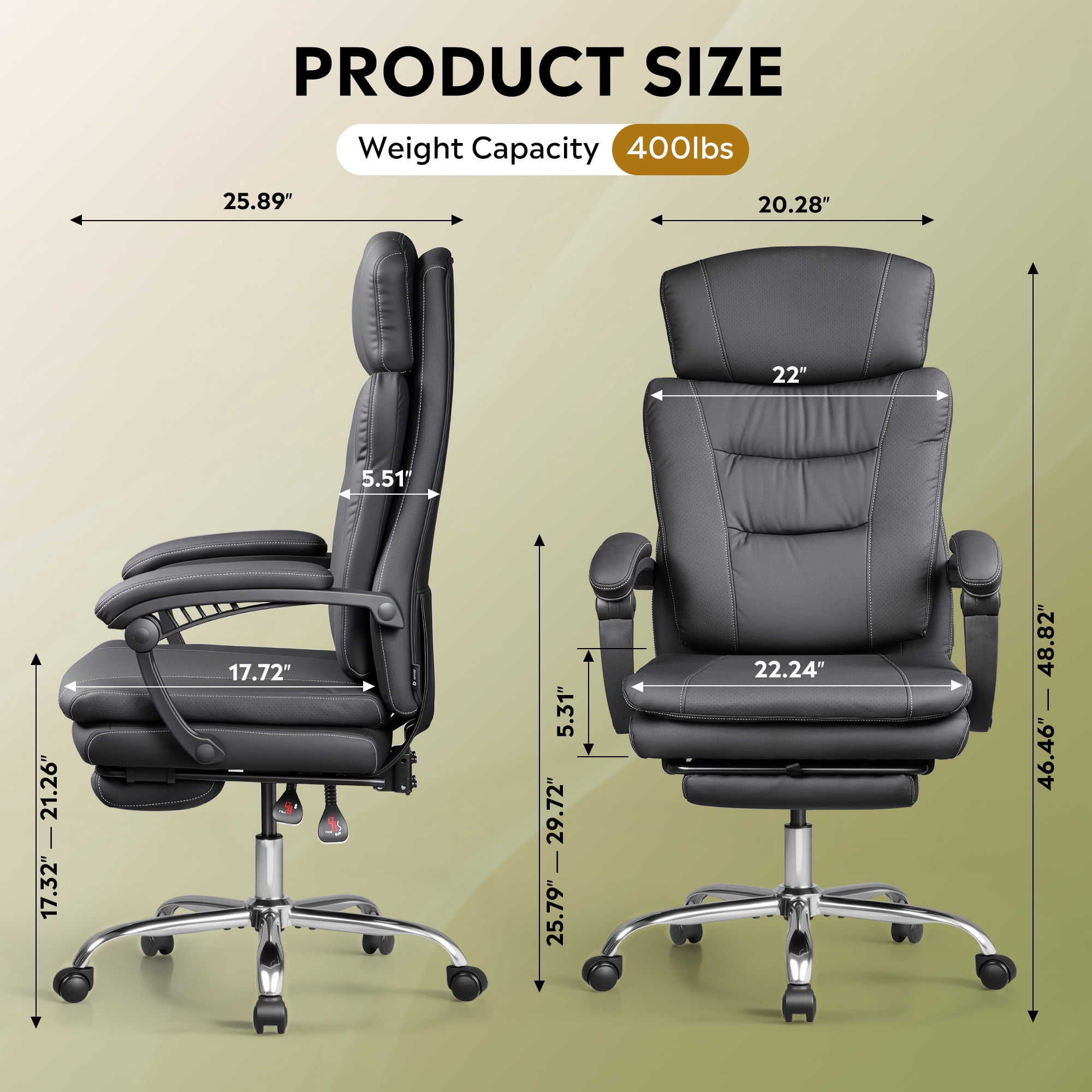 GALAXHERO Executive Chair Computer Office Chair, High Back Ergonomic Desk Chair with Adjustable Flip-up Armrests, Lumbar Support and Thick Headrest, Brown